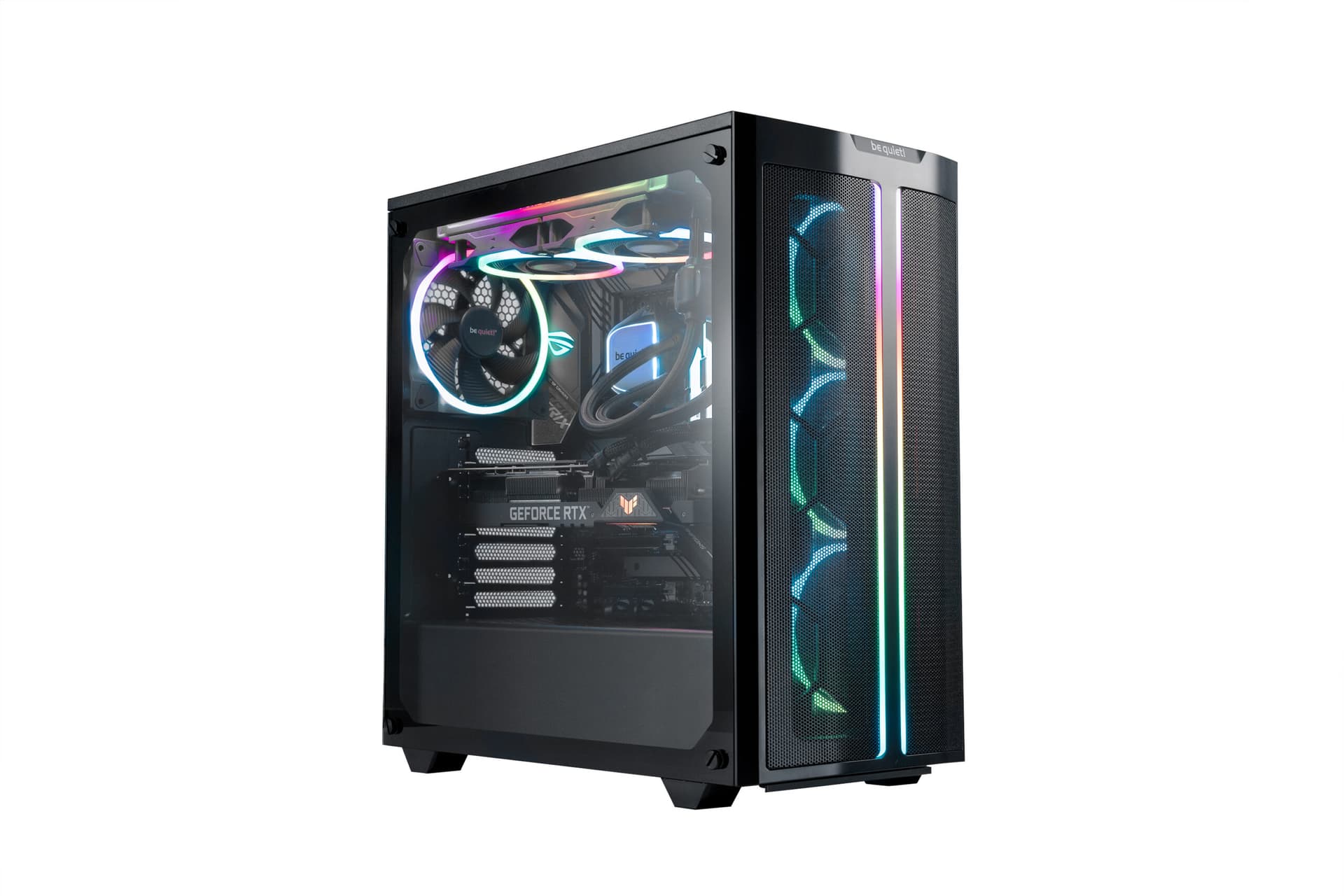 CARCASA be quiet! "PURE BASE 500 FX Black", Middle Tower, ATX, fara sursa,4xfan, USB 3.2 gen 1 x 1,USB Type-C x 1,audio+mic,PSU shroud, 7 sloturi expansiune,ARGB,negru, "BGW43" — miniatură