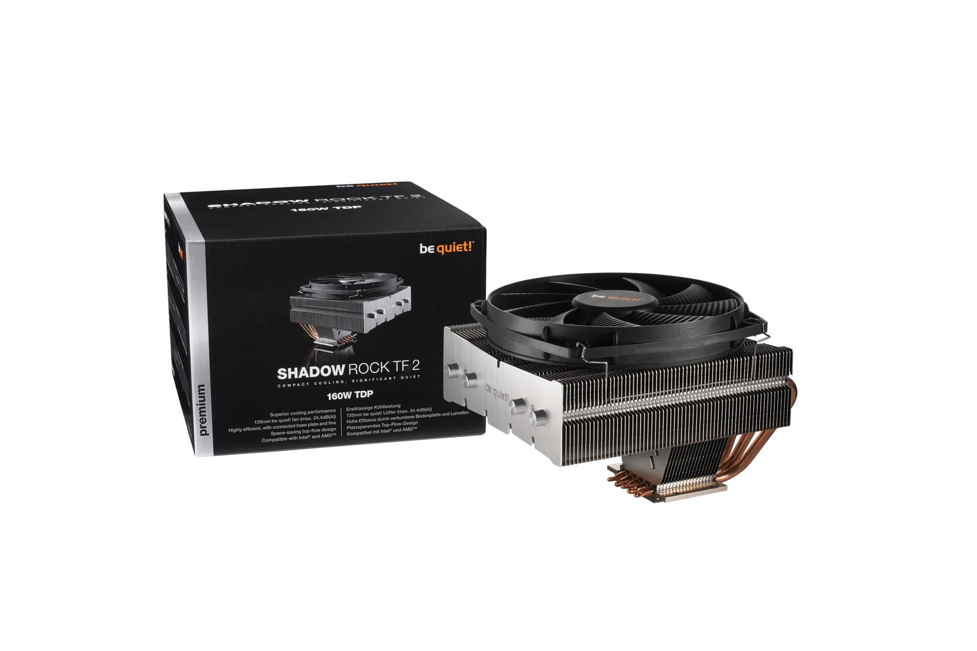 COOLER be quiet "Shadow Rock TF 2 " racire aer, Ø6 mm×5 pcs heatpipe,skt. Intel LGA 1200/115x/775/2011-v3/1366 AMD AM4/AM3+/AM2+/FM1/FM2,fan 135mm,1400 rpm,4-pin PWM, LED "BK003" — miniatură