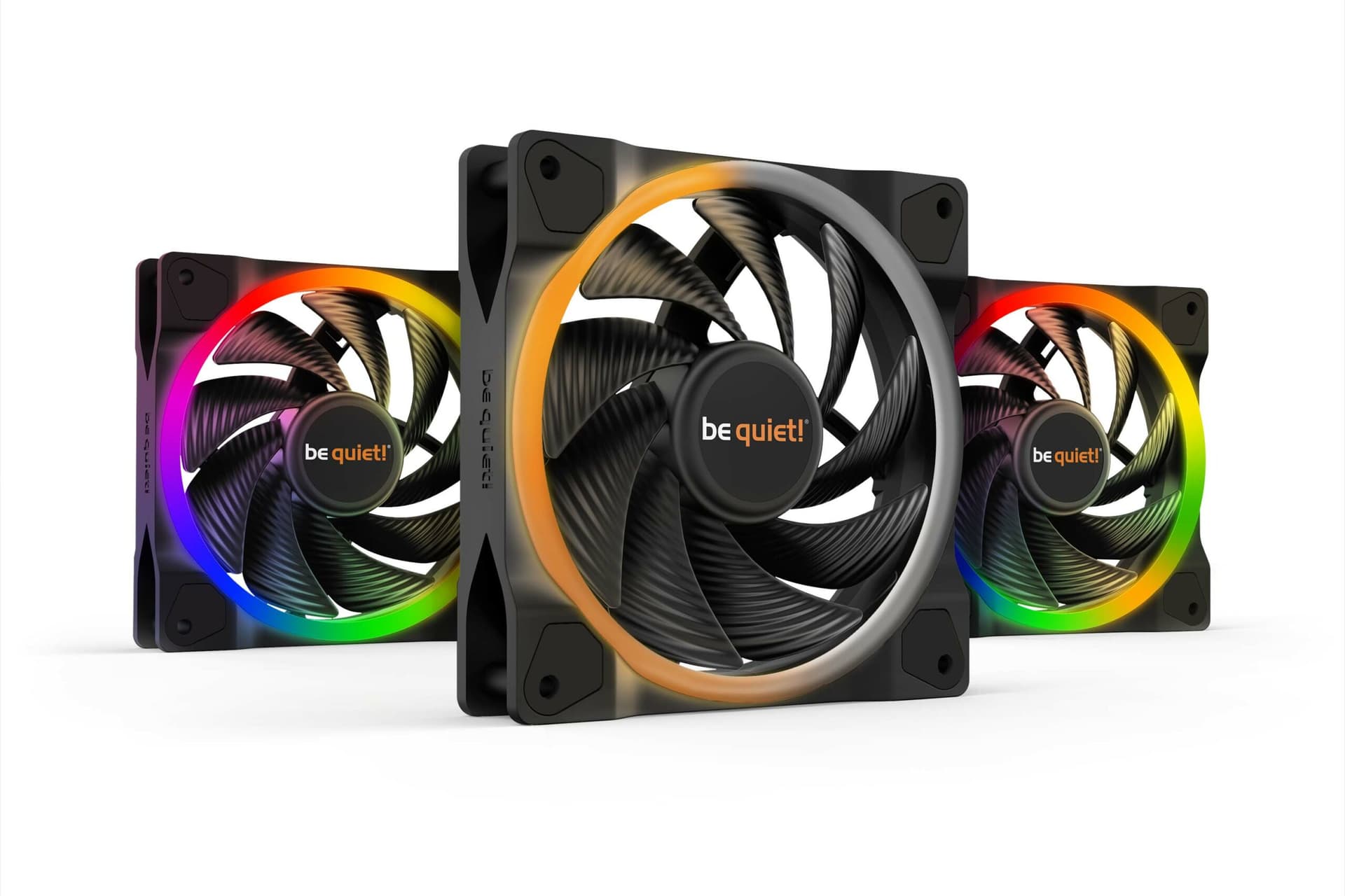 Set 3 ventilatoare be quiet! "LIGHT WINGS"120mm 2500 rpm, Rifle bearing, 4-pin PWM, ARGB LED, "BL077"