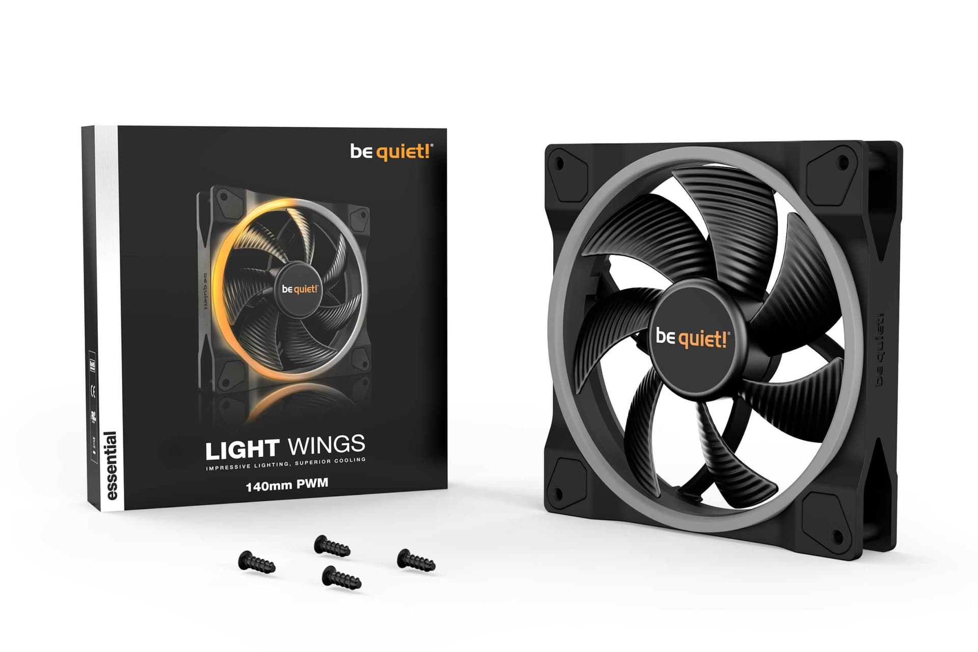 Ventilator be quiet! "LIGHT WINGS"140mm 1500 rpm, Rifle bearing, 4-pin PWM, ARGB LED, "BL074" — miniatură