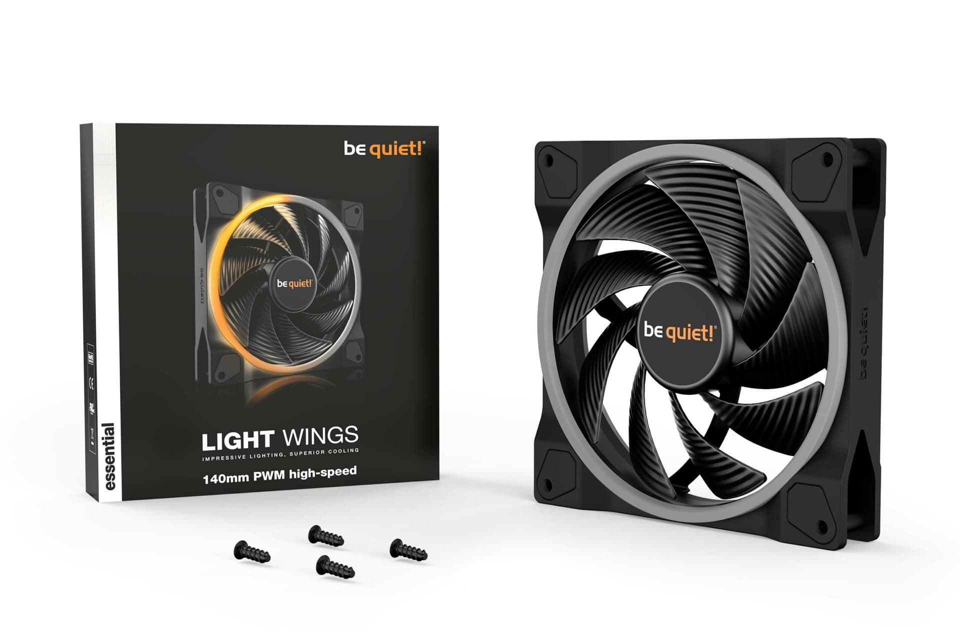 Ventilator be quiet! "LIGHT WINGS"140mm 2200 rpm, Rifle bearing, 4-pin PWM, ARGB LED, "BL075" — miniatură