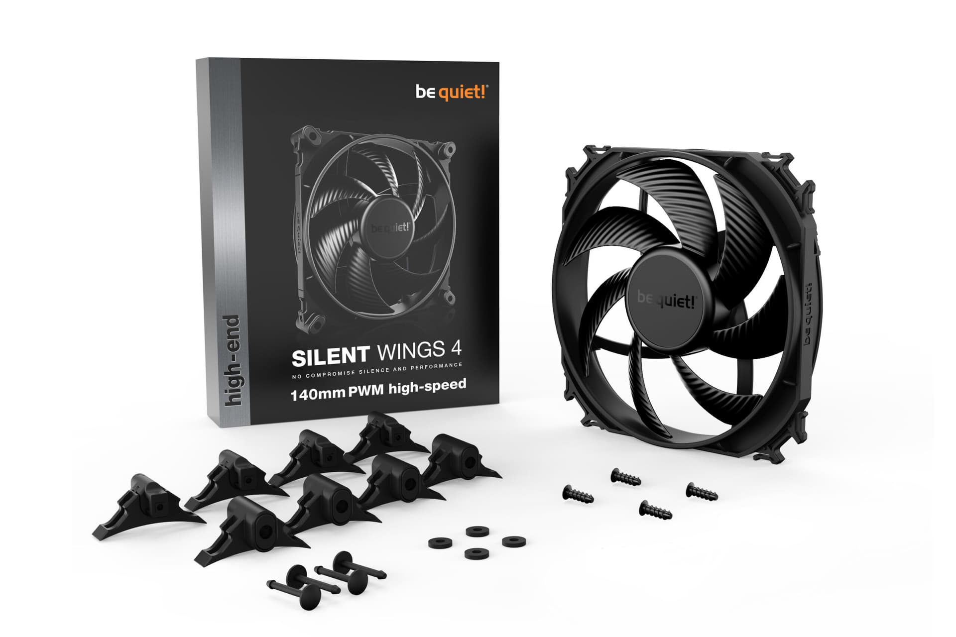 Ventilator be quiet! "SILENT WINGS 4 PWM hs"140mm 1900 rpm, Fluid Dynamic Bearing, 4-pin PWM, "BL097" — miniatură
