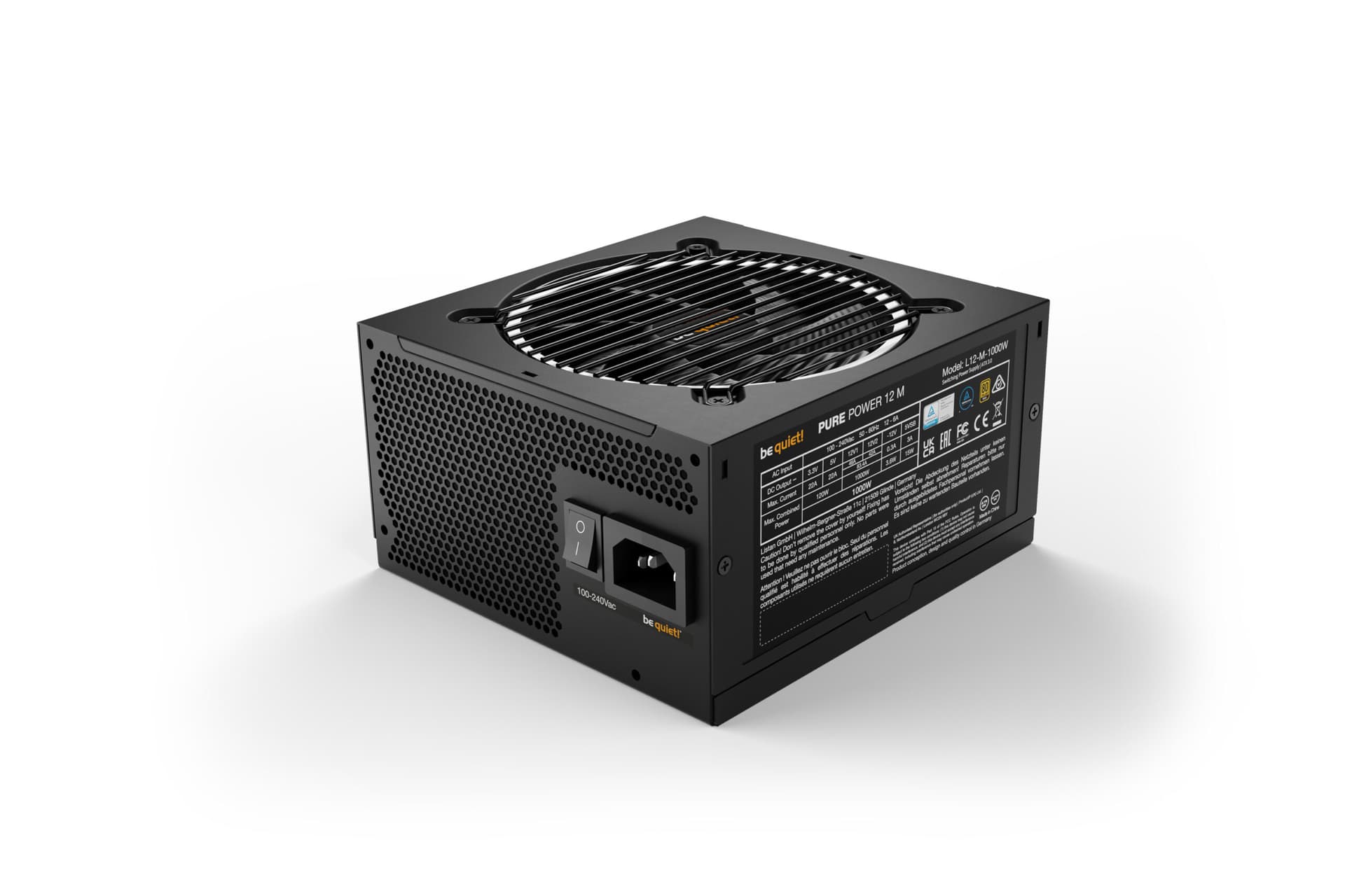 SURSA Be Quiet "PURE POWER 12 M", 1000W, 80 PLUS Gold, modular, format ATX 3.0, "BN345" — miniatură