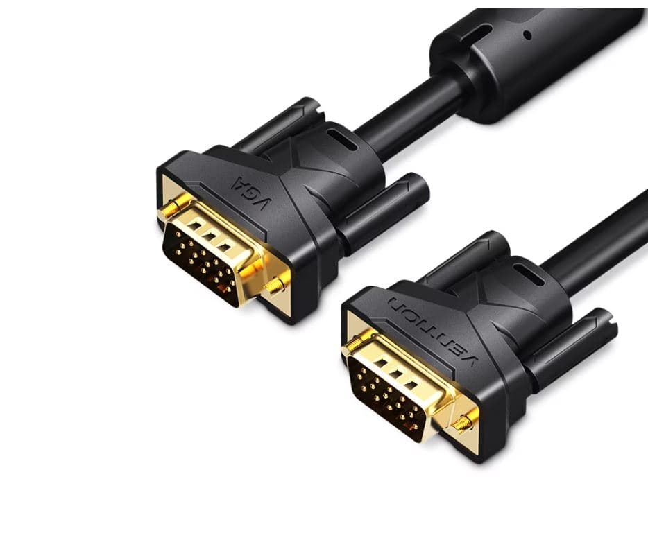 Cablu video Vention, VGA(T) la VGA(T), 1m, rezolutie maxima 1080p la 60 Hz, conectori auriti, cupru, invelis PVC, filtre de ferita, negru, "DAEBF" - 6922794741607