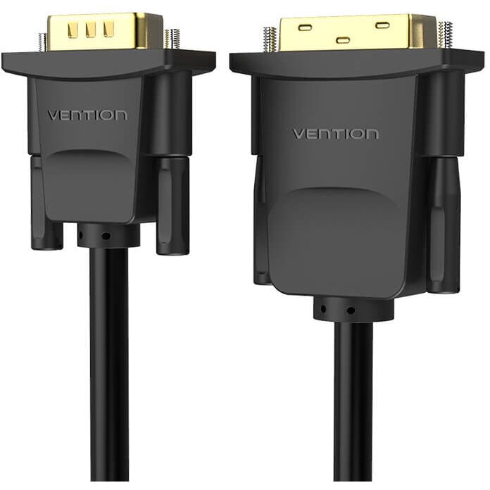 Cablu video Vention, DVI-D(T) la VGA(T), 1.5m, rezolutie maxima 1080p la 60 Hz, conectori auriti, cupru, invelis PVC, negru, "EABBG" - 6922794732896 — miniatură