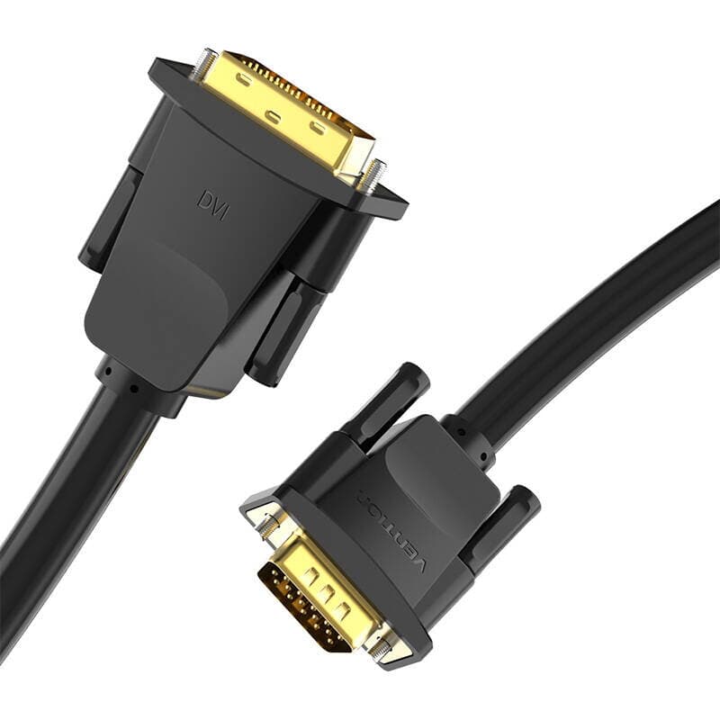 Cablu video Vention, DVI-D(T) la VGA(T), 1.5m, rezolutie maxima 1080p la 60 Hz, conectori auriti, cupru, invelis PVC, negru, "EABBG" - 6922794732896 — miniatură