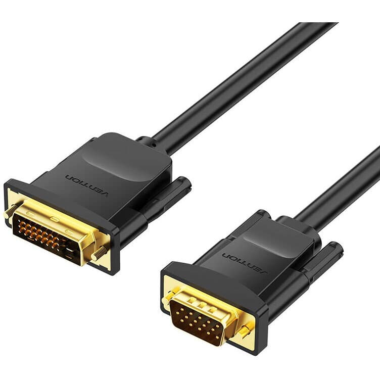 Cablu video Vention, DVI-D(T) la VGA(T), 1.5m, rezolutie maxima 1080p la 60 Hz, conectori auriti, cupru, invelis PVC, negru, "EABBG" - 6922794732896