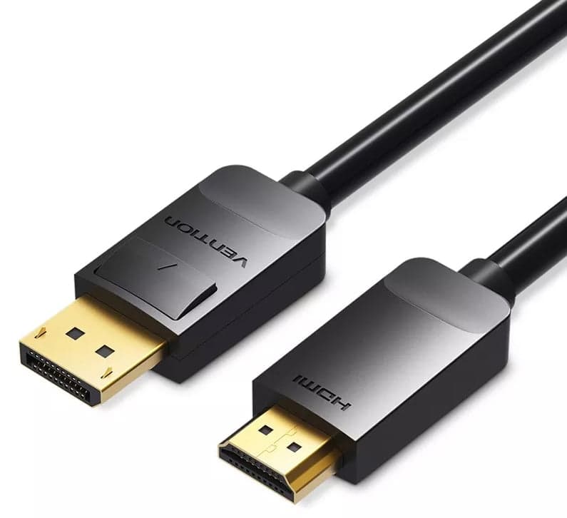 Cablu video Vention, DisplayPort(T) la HDMI(T), 2m, rezolutie maxima 1080p la 60 Hz, conectori auriti, cupru, invelis PVC, negru, "HADBH" - 6922794733343