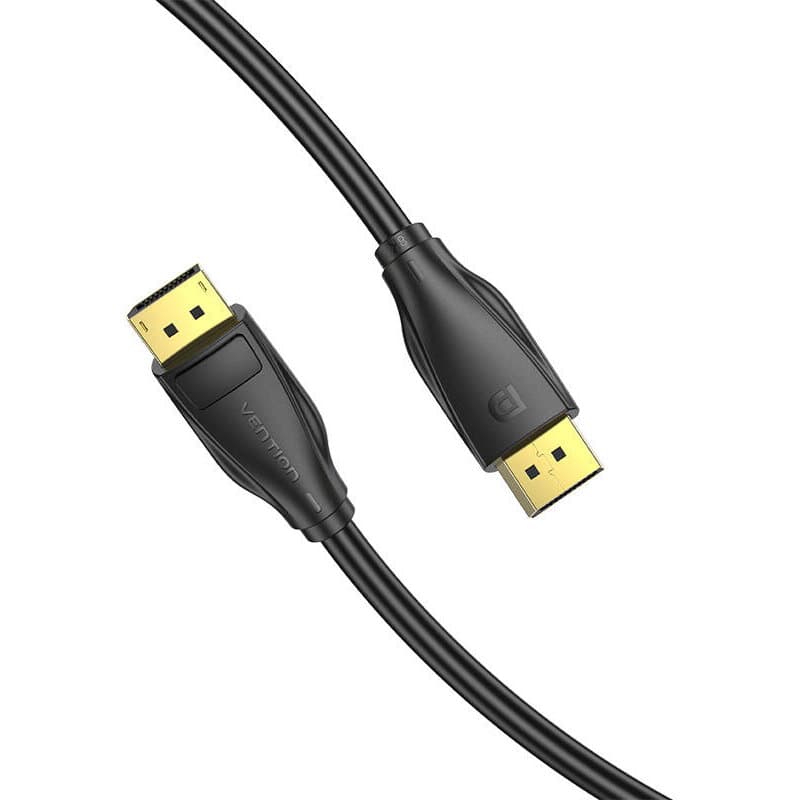 Cablu video Vention, DisplayPort(T) la DisplayPort(T), 5m, rezolutie maxima 8K la 60Hz/4K la 120Hz, conectori auriti, cupru/argint, invelis PVC, negru, "HCDBJ" - 6922794762091 — miniatură