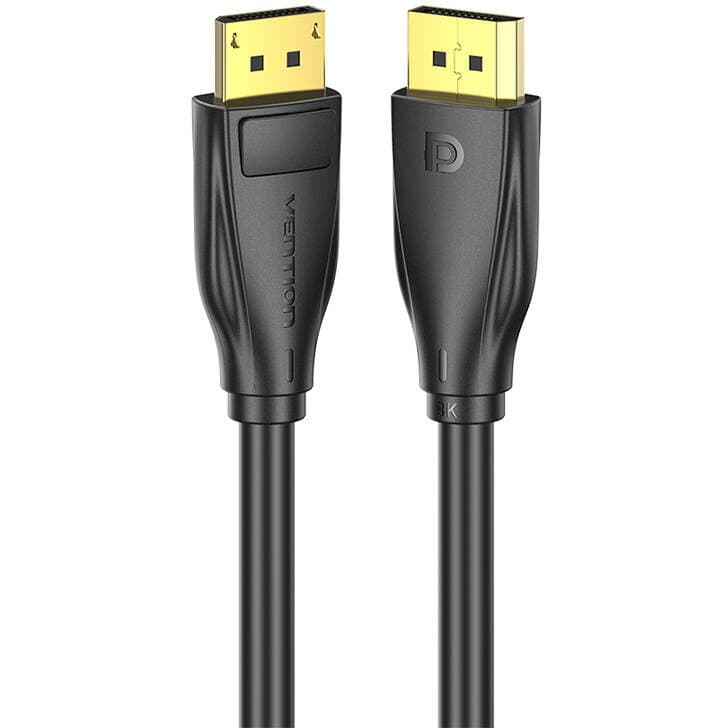 Cablu video Vention, DisplayPort(T) la DisplayPort(T), 5m, rezolutie maxima 8K la 60Hz/4K la 120Hz, conectori auriti, cupru/argint, invelis PVC, negru, "HCDBJ" - 6922794762091 — miniatură