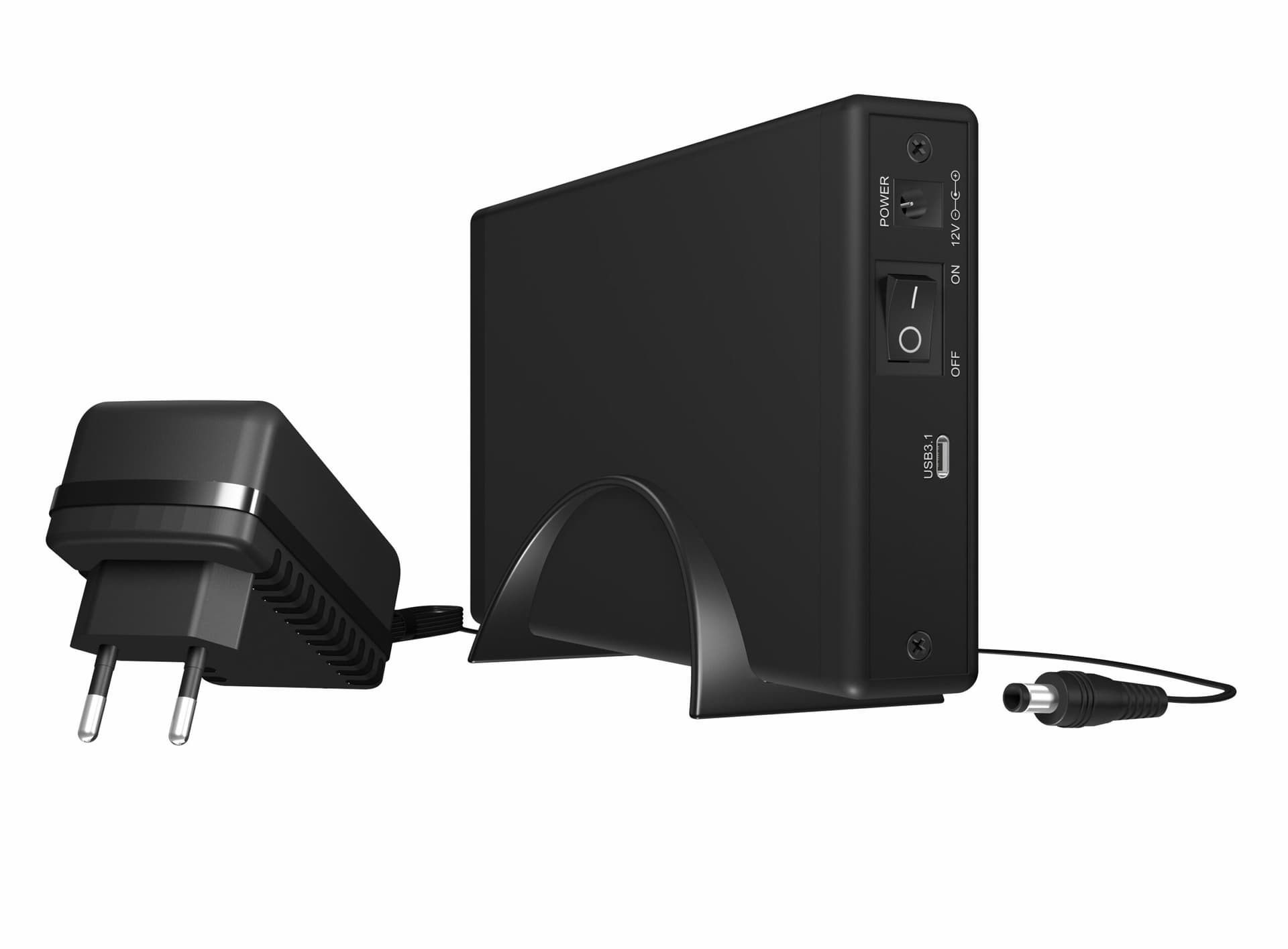 RACK HDD Icy Box SATA 3.5" la 1x USB 3.1 Gen 2 Type-C, Viteza: 10Gbit/s, aluminiu, negru, "IB-377-C31" — miniatură