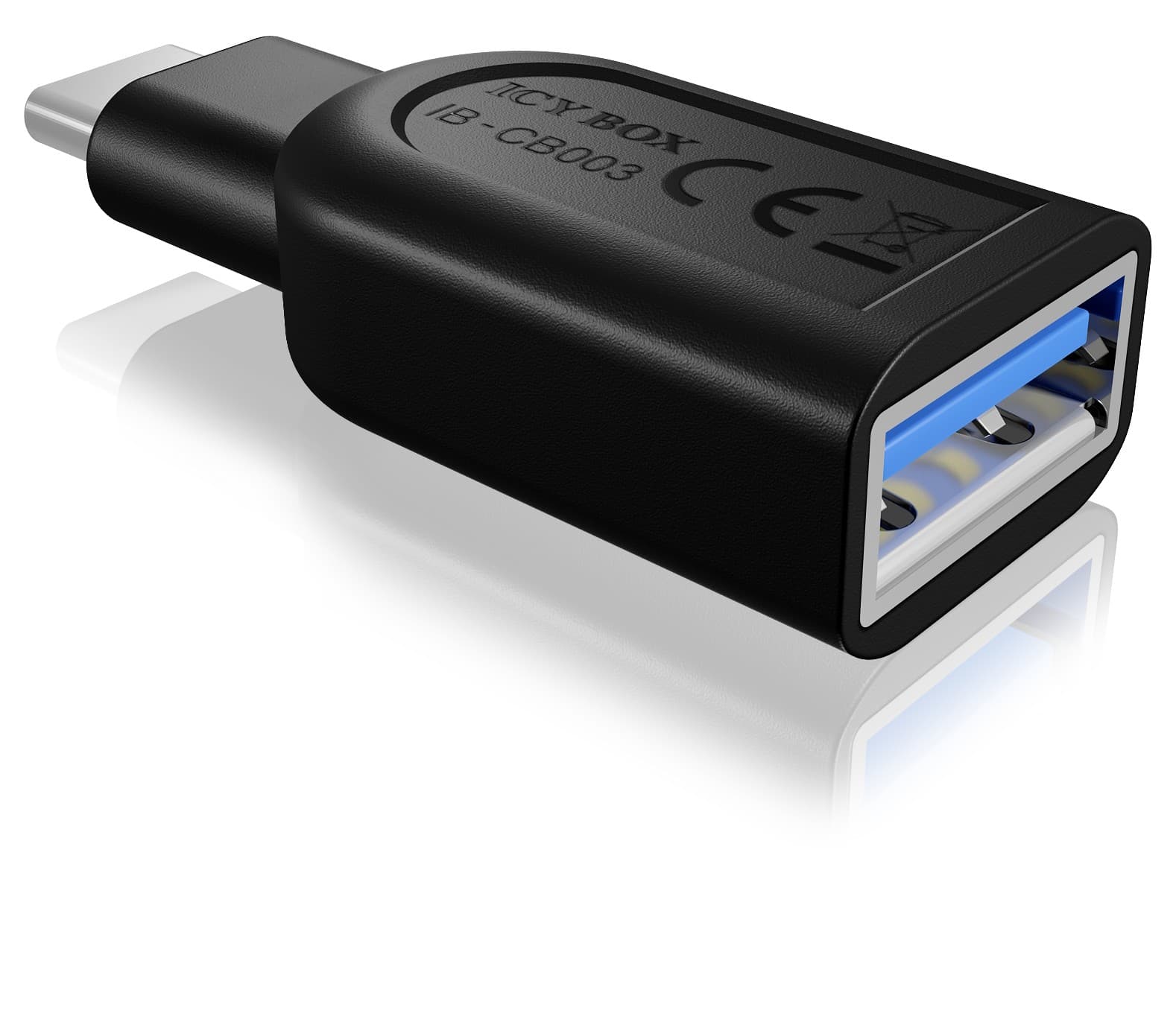 CABLU alimentare si date Icy Box, pt smartphone USB 3.2 Type-C Gen 1 (M) la USB 3.2 Type-A Gen 1 (F), plastic, negru, "IB-CB003" — miniatură