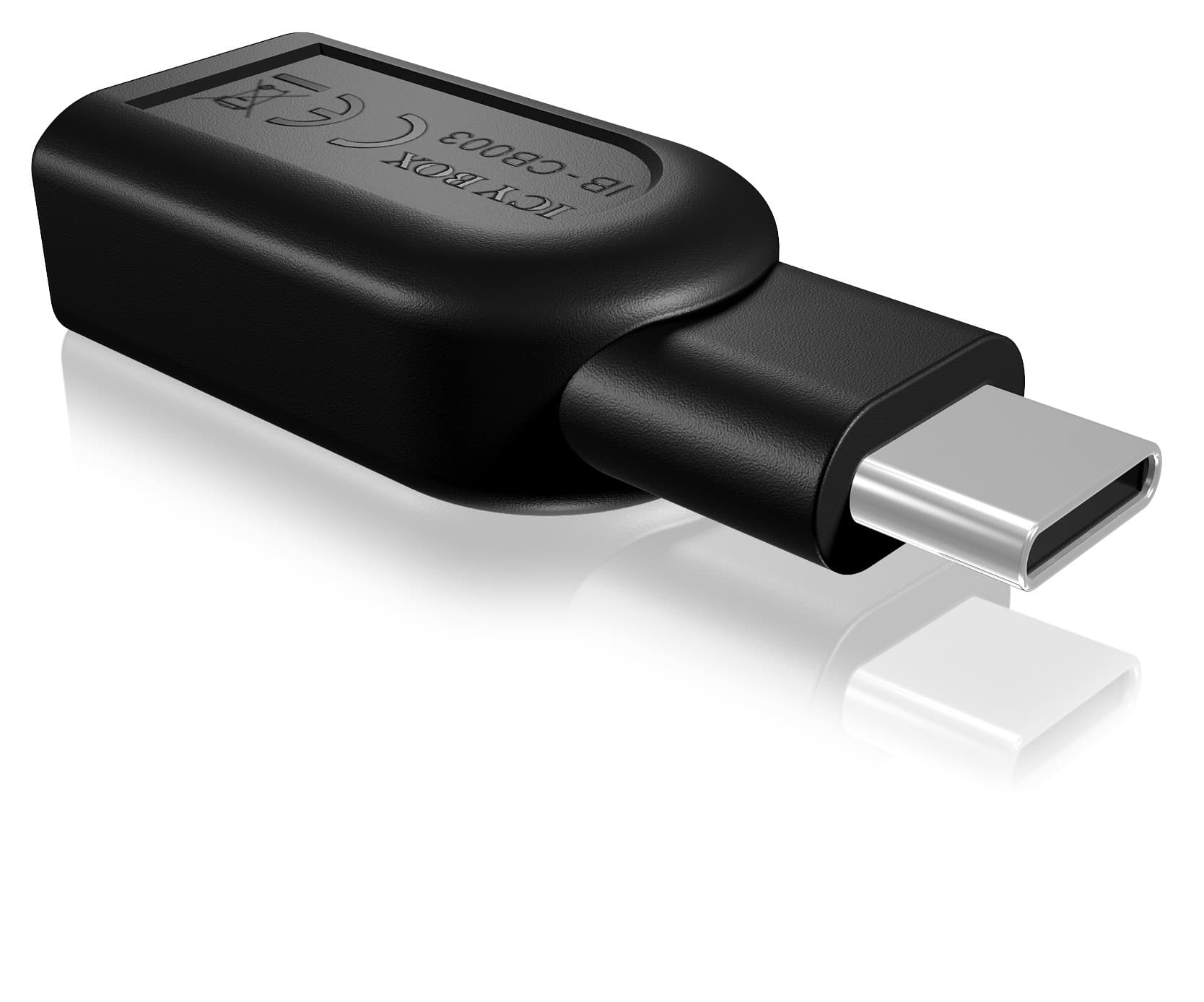 CABLU alimentare si date Icy Box, pt smartphone USB 3.2 Type-C Gen 1 (M) la USB 3.2 Type-A Gen 1 (F), plastic, negru, "IB-CB003" — miniatură