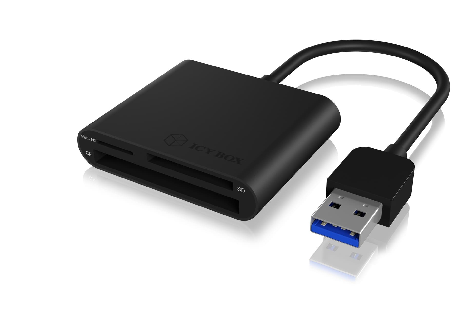 CARD Reader Icy Box interfata USB 3.2 Gen 1, citeste/scrie: CF, SD, microSD, adaptor USB 3.2 Gen 1, "IB-CR301-U3" — miniatură