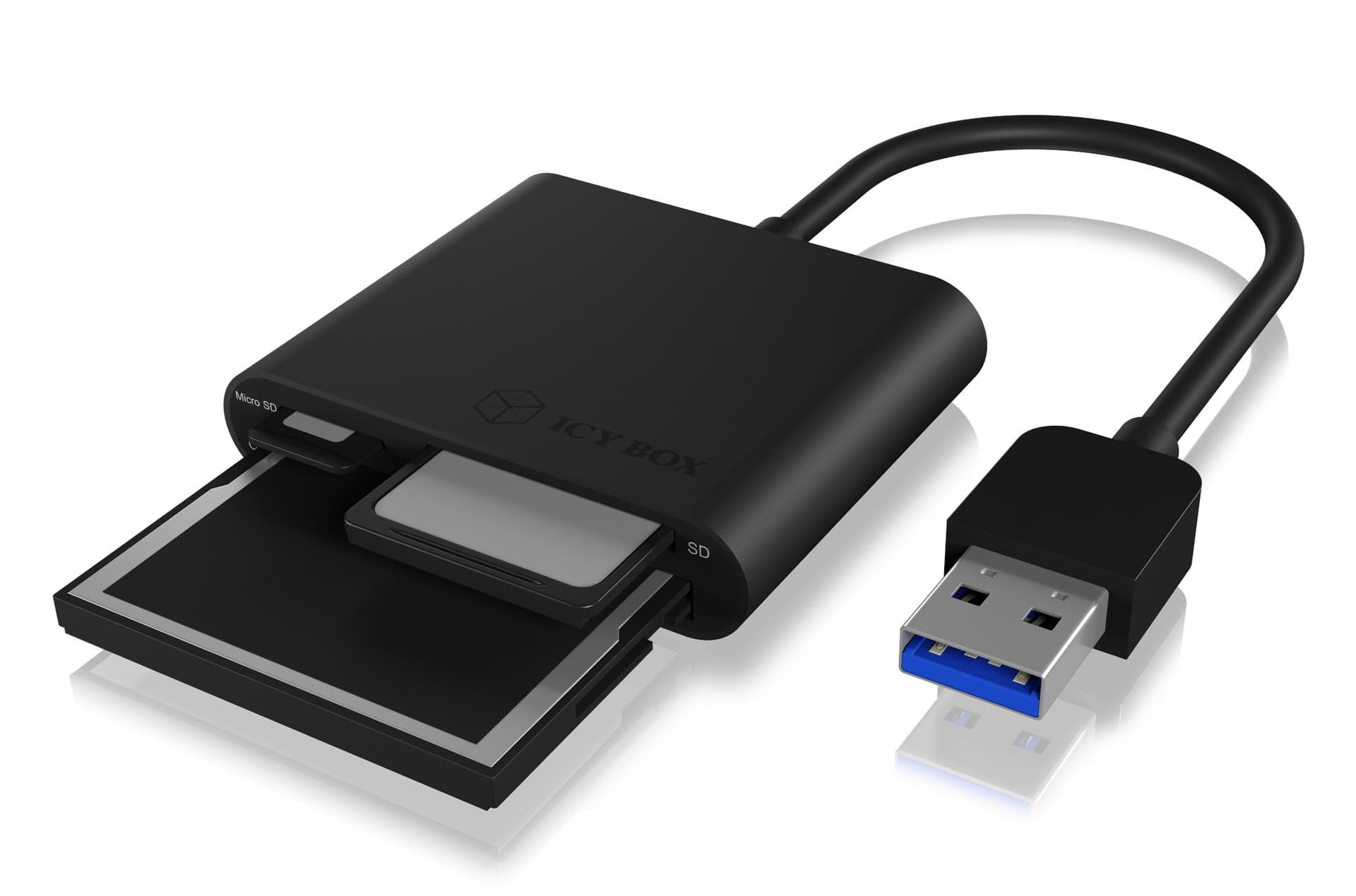 CARD Reader Icy Box interfata USB 3.2 Gen 1, citeste/scrie: CF, SD, microSD, adaptor USB 3.2 Gen 1, "IB-CR301-U3" — miniatură