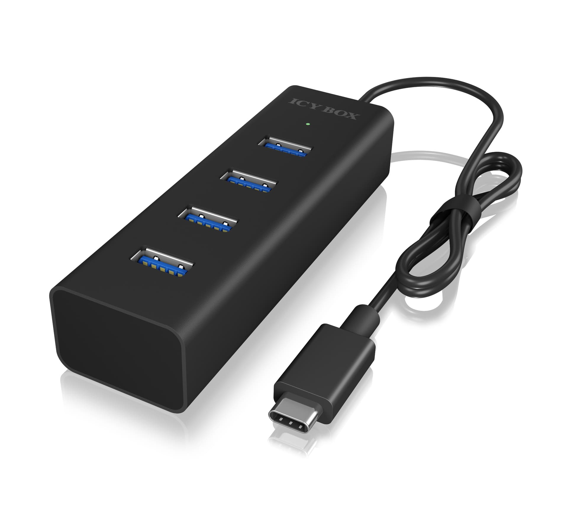HUB extern Icy Box, porturi USB: USB 3.0 x 4, conectare prin USB Type-C, aluminiu, negru, "IB-HUB1409-C3" — miniatură