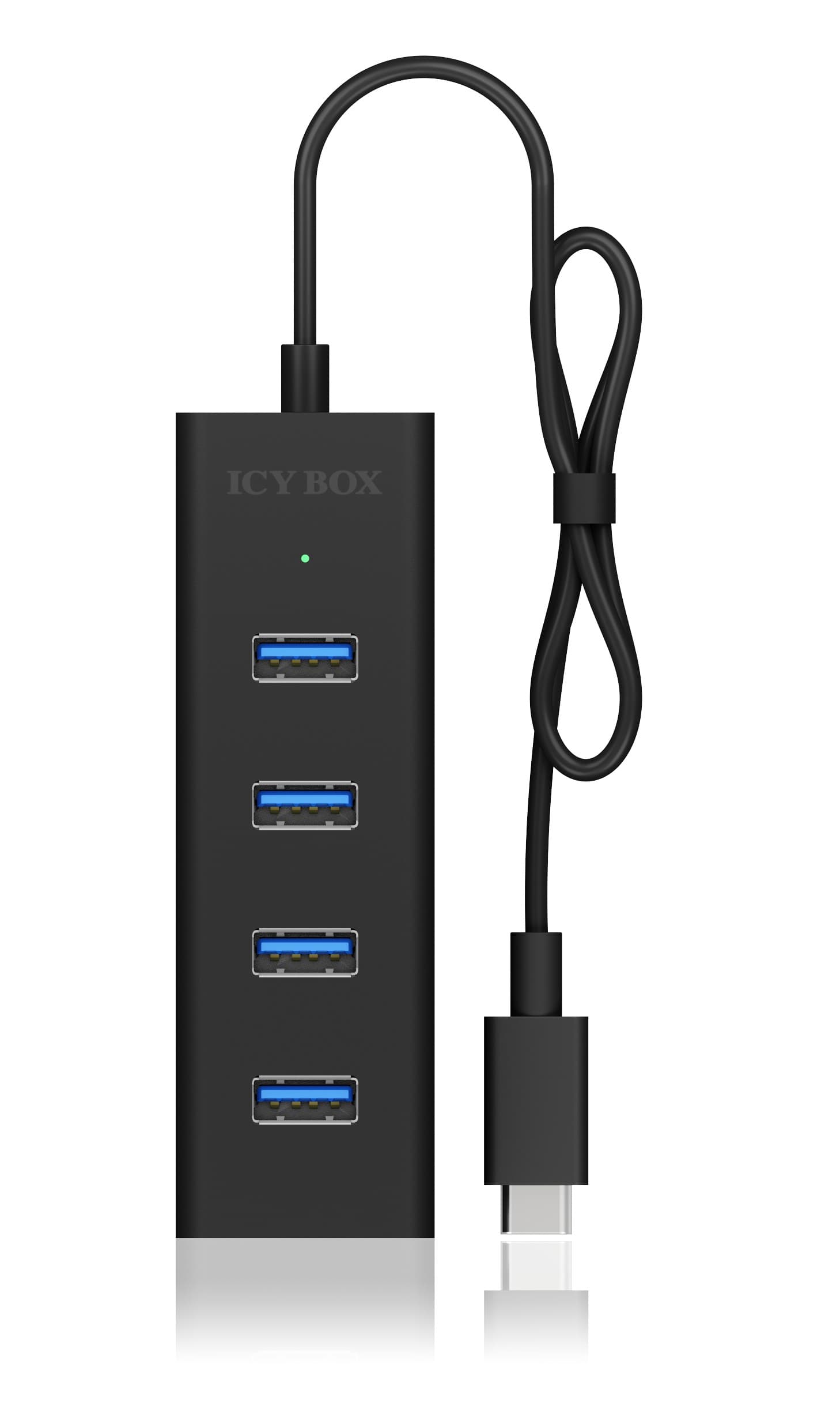 HUB extern Icy Box, porturi USB: USB 3.0 x 4, conectare prin USB Type-C, aluminiu, negru, "IB-HUB1409-C3" — miniatură