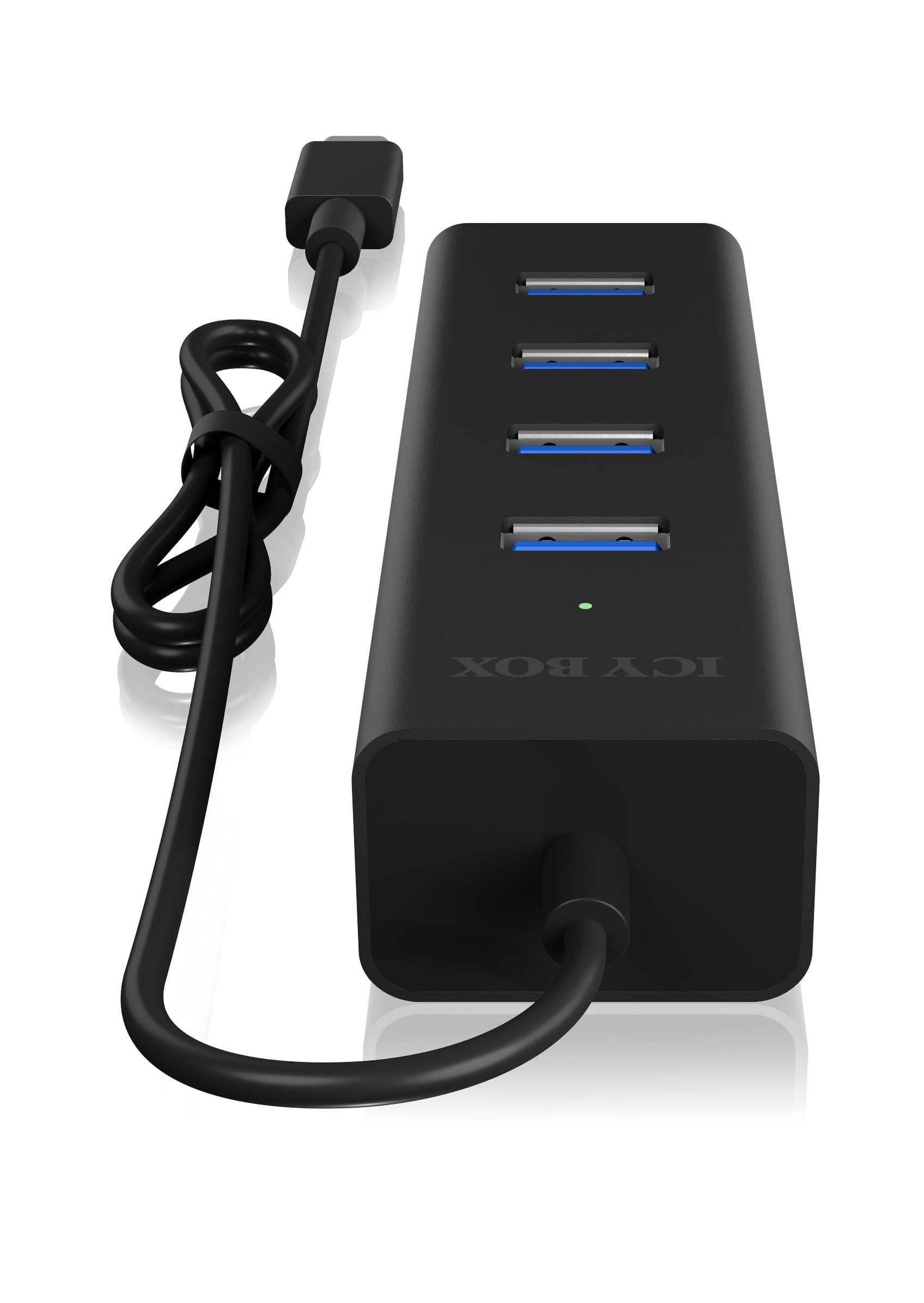 HUB extern Icy Box, porturi USB: USB 3.0 x 4, conectare prin USB Type-C, aluminiu, negru, "IB-HUB1409-C3" — miniatură