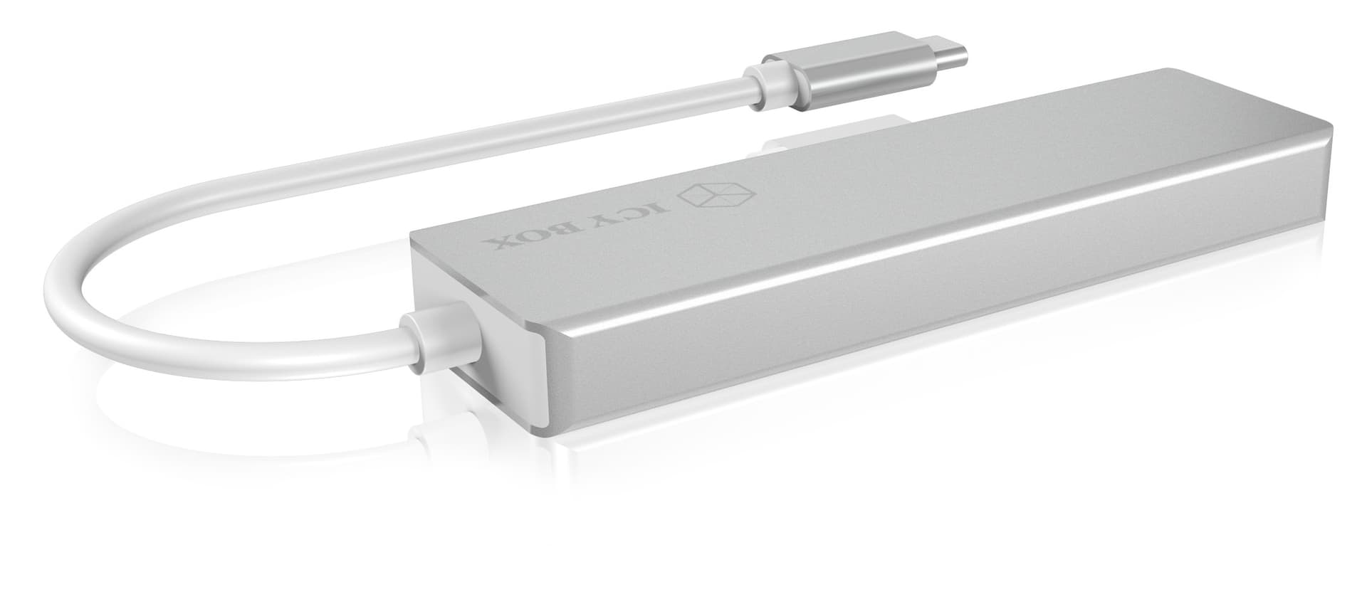 HUB extern Icy Box, porturi USB: USB 3.0 x 4, conectare prin USB Type-C, cablu 0.20m, aluminiu, alb, "IB-HUB1425-C3" — miniatură