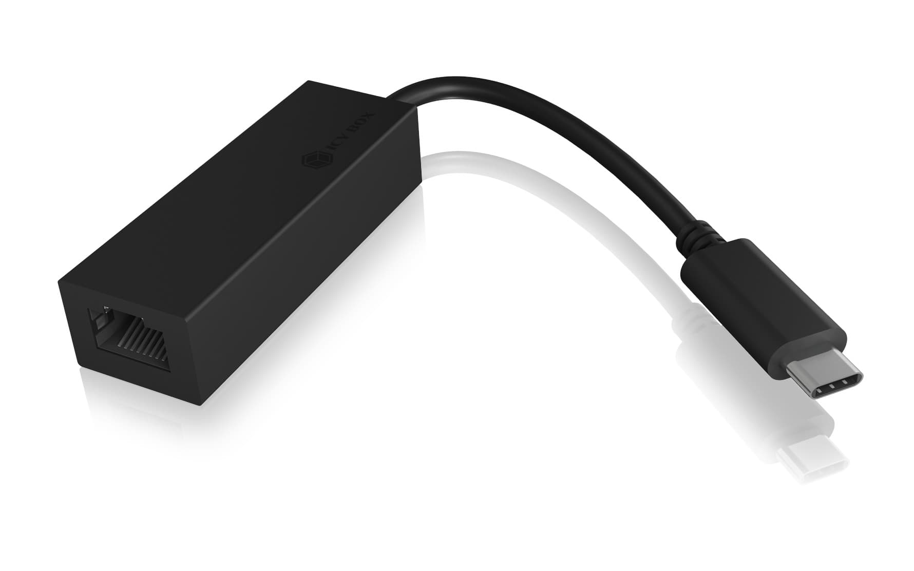 ADAPTOR RETEA Icy Box USB 3.0 Type-C la Interfata Ethernet Gigabit RJ-45, plastic, negru, "IB-LAN100-C3" — miniatură