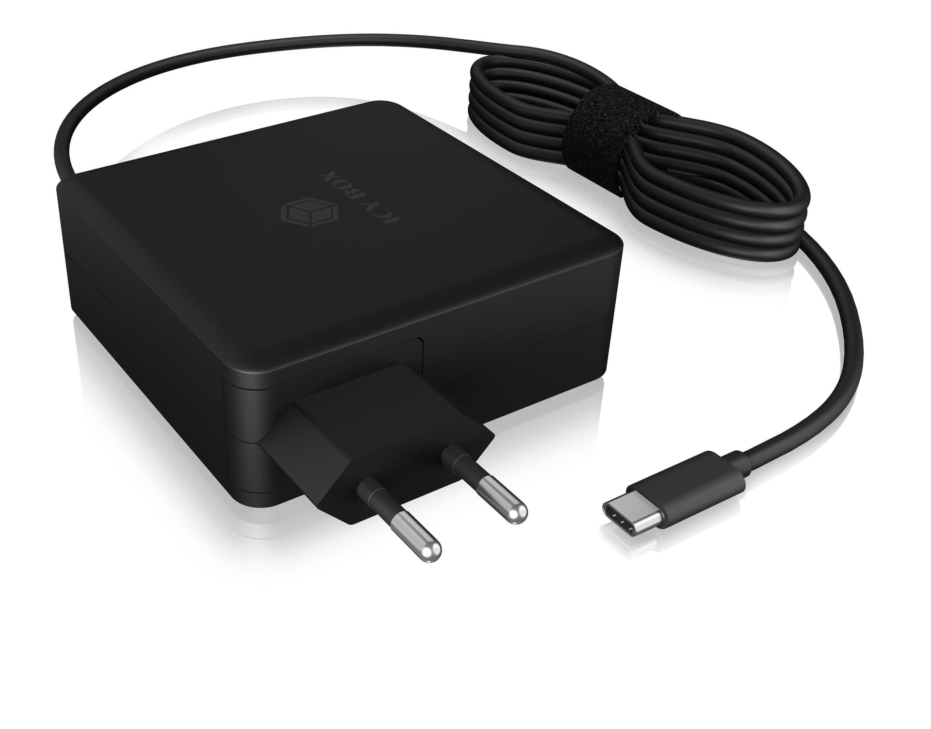 ALIMENTATOR retea 220V Icy Box, universal, 1 x USB-A QC 5V@2.4A, 1 x USB-C PD 90W 20V@4.5A, cablu USB-C 1.8m, negru, "IB-PS101-PD" — miniatură