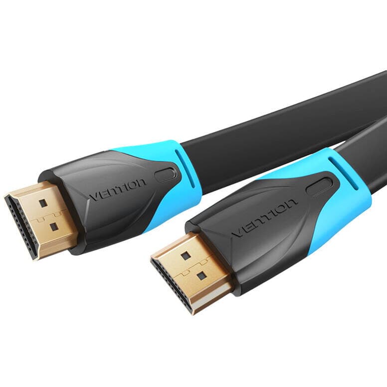 Cablu video Vention, HDMI(T) la HDMI(T), 1m, rezolutie maxima 4K la 60Hz, conectori auriti, cupru, plat, invelis PVC, negru, "VAA-B02-L100" - 6922794716452 — miniatură
