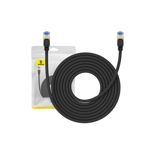 PATCH CORD UTP Baseus Cat7, fire din cupru, round cable, viteza maxima 10 Gbps, PVC, 8m, negru "B0013320B111-06" - 6932172646622 — miniatură