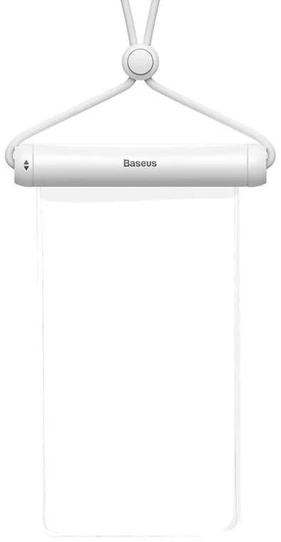 HUSA IMPERMEABILA Baseus, pentru smartphone diagonala maxima 7.2 inch, transparenta cu zip alb "FMYT000002" - 6932172610975