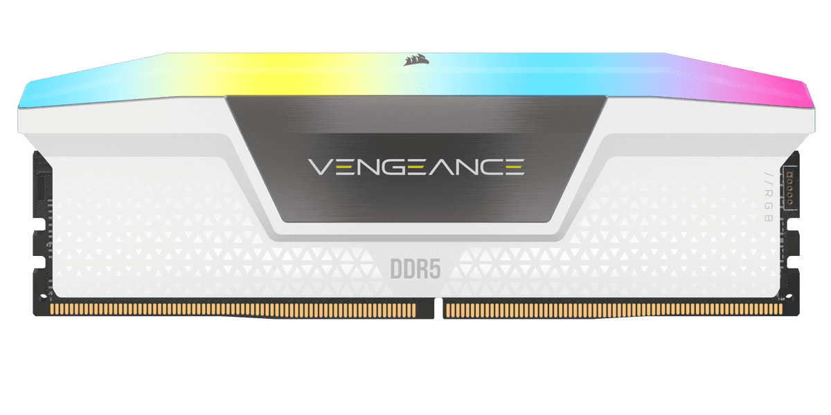 DDR Corsair - gaming Vengeance RGB 32GB, DDR5, 5200MHz, CL40, 2x16GB, 1.25V, Alb "CMH32GX5M2B5200C40W" — miniatură