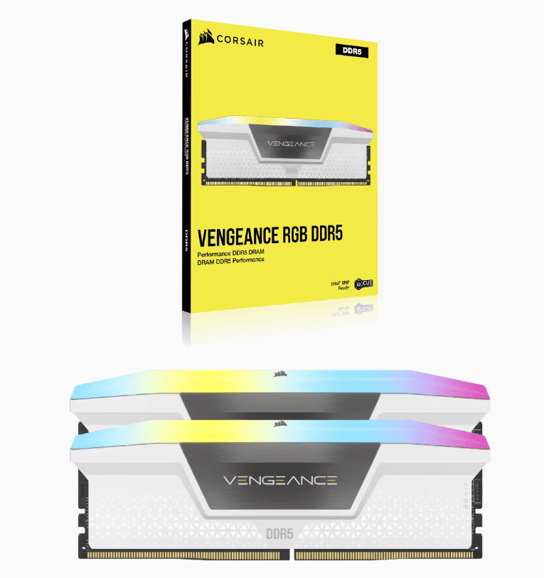 DDR Corsair - gaming Vengeance RGB, DDR5, 32GB (2x16GB), DDR5 6000, C36, 1.35V, Intel XMP, rev D, Alb "CMH32GX5M2D6000C36W" — miniatură