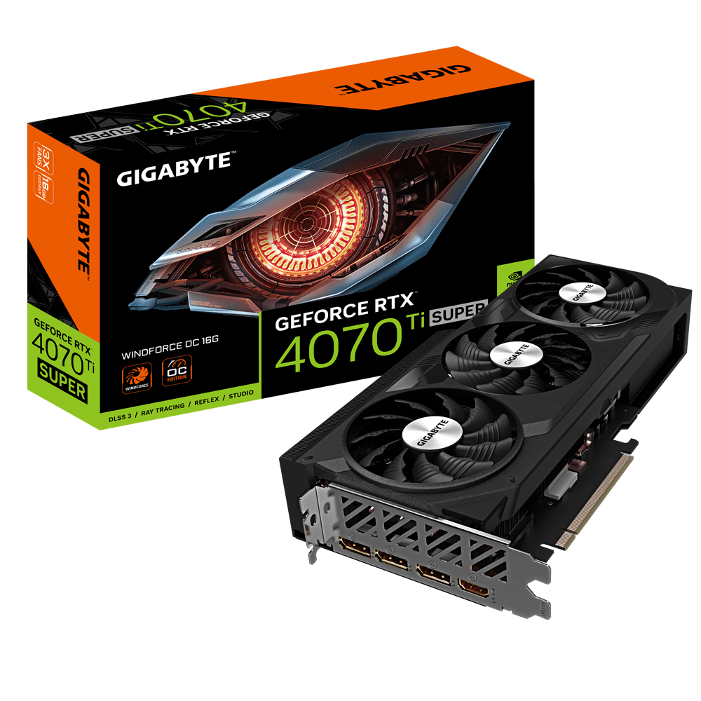 PLACI VIDEO Gigabyte GeForce RTX 4070 Ti SUPER WINDFORCE OC 16G, GDDR6X, 16 GB, 256-bit "N407TSWF3OC-16GD" — miniatură