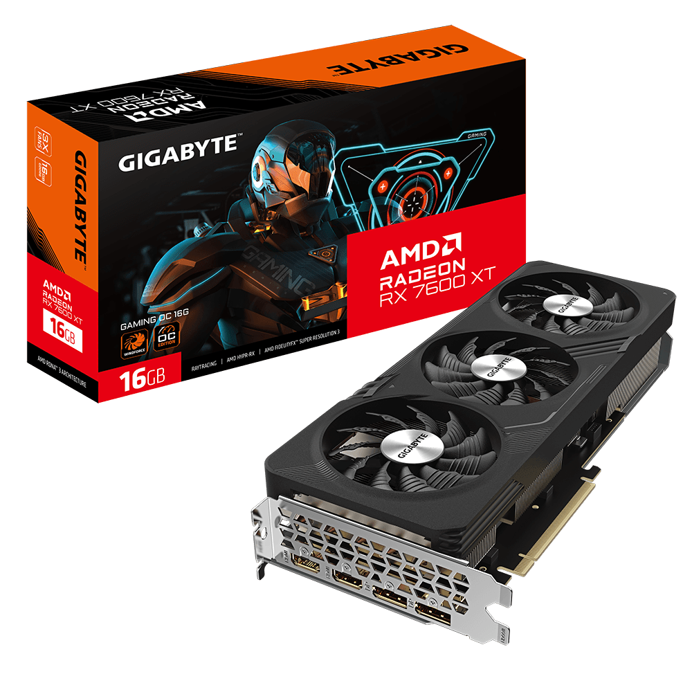 PLACI VIDEO Gigabyte Radeon RX 7600 XT GAMING OC 16G | GDDR6 | 128 bit | PCI-E 4.0 7680x4320|Sursa recomandata 600W | Conectori 8 Pin x2 | Output DP 2.1 x2, HDMI 2.1a x2 "R76XTGAMING OC-16GD" — miniatură