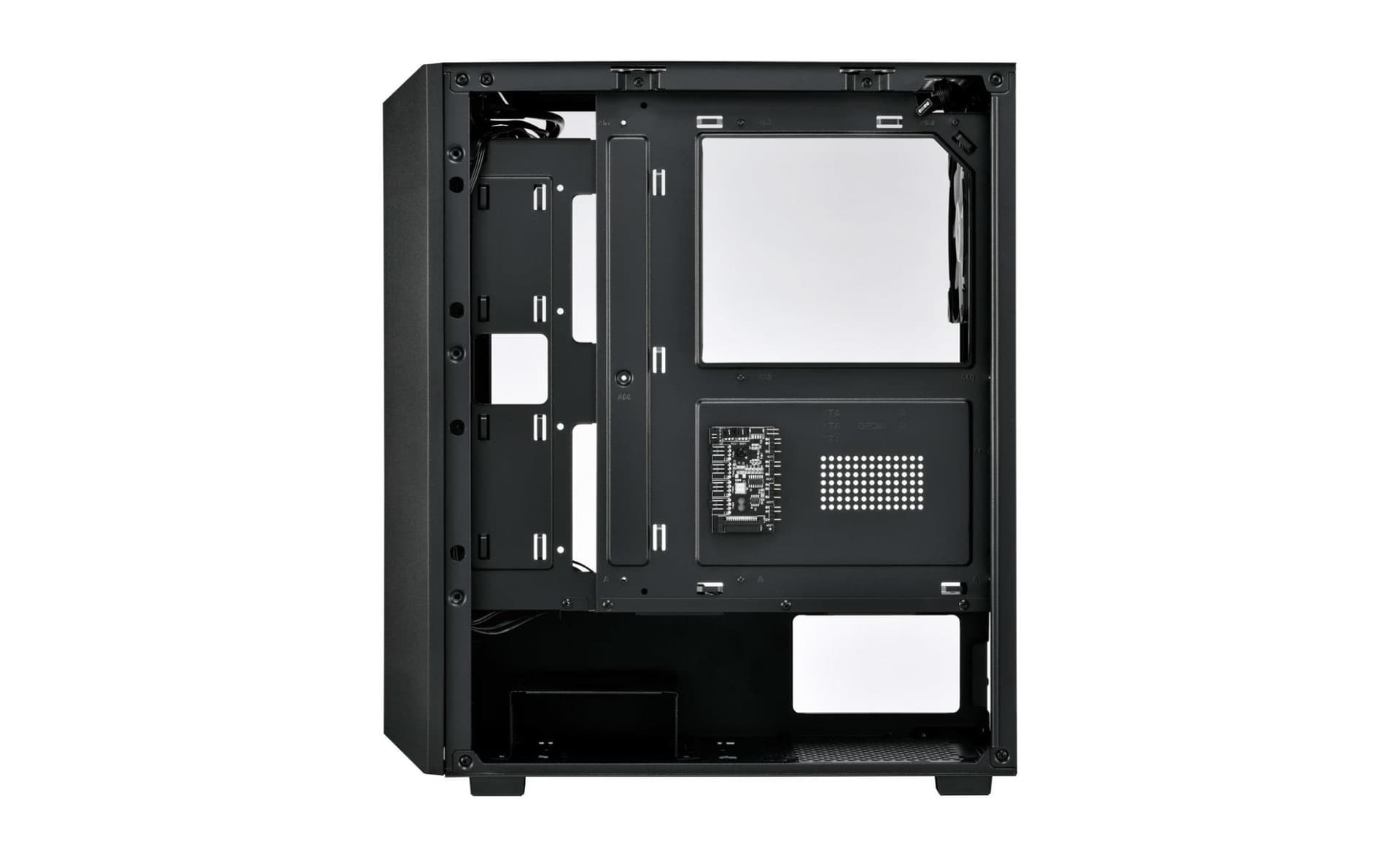 CARCASA FORTRON Middle Tower, ATX, "CMT218", fara sursa, USB 3.0 x 2, USB 2.0 x 1, RGB light bar, 120mm x 4 fan, HD-audio, negru, "POC0000214" — miniatură