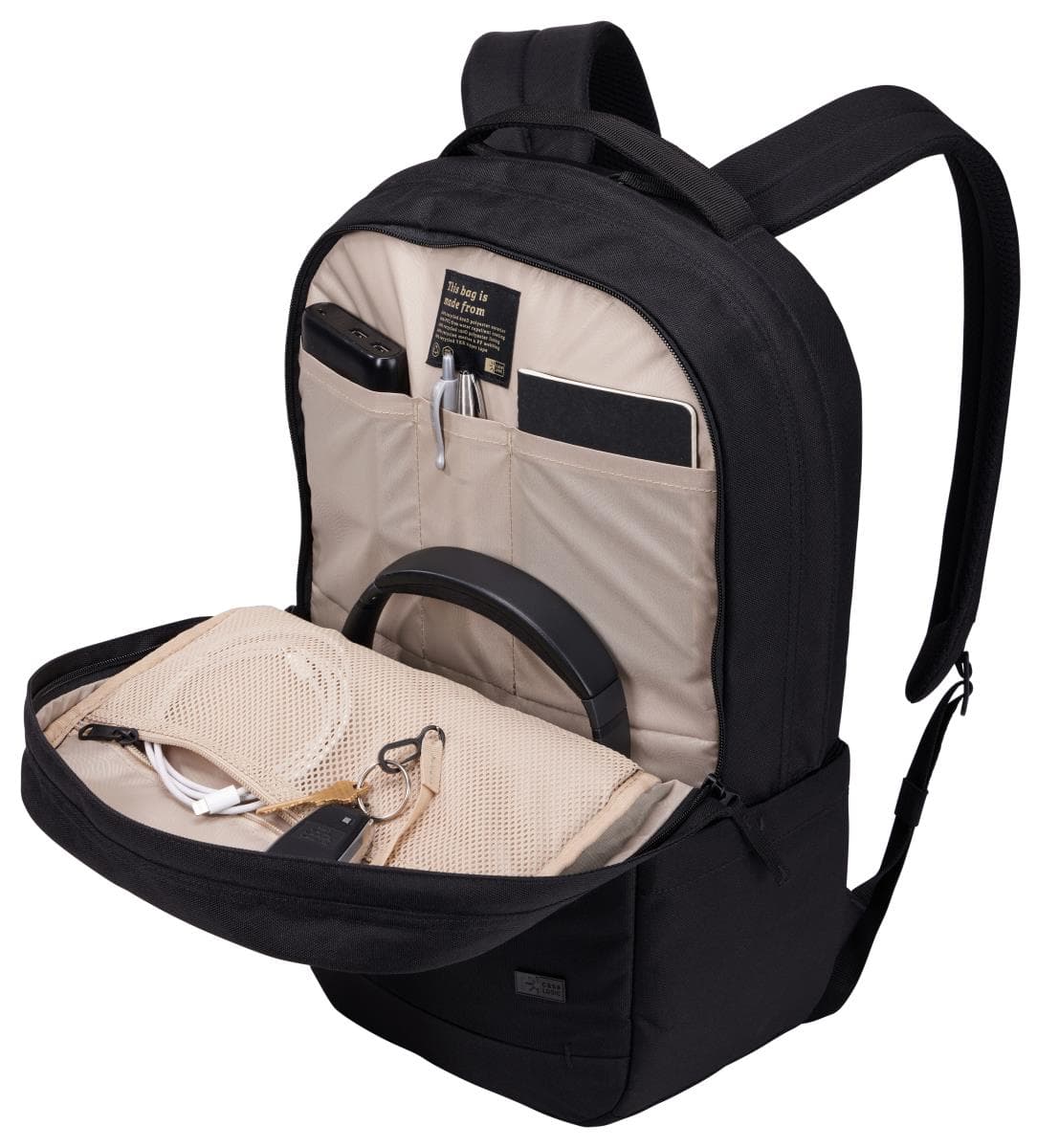 RUCSAC CASE LOGIC Invigo, pt. notebook de max. 15.6 inch, 2 compartimente, buzunar frontal x 2 | buzunar lateral, waterproof, nylon, negru, 3205105 "INVIBP116 BLACK" — miniatură
