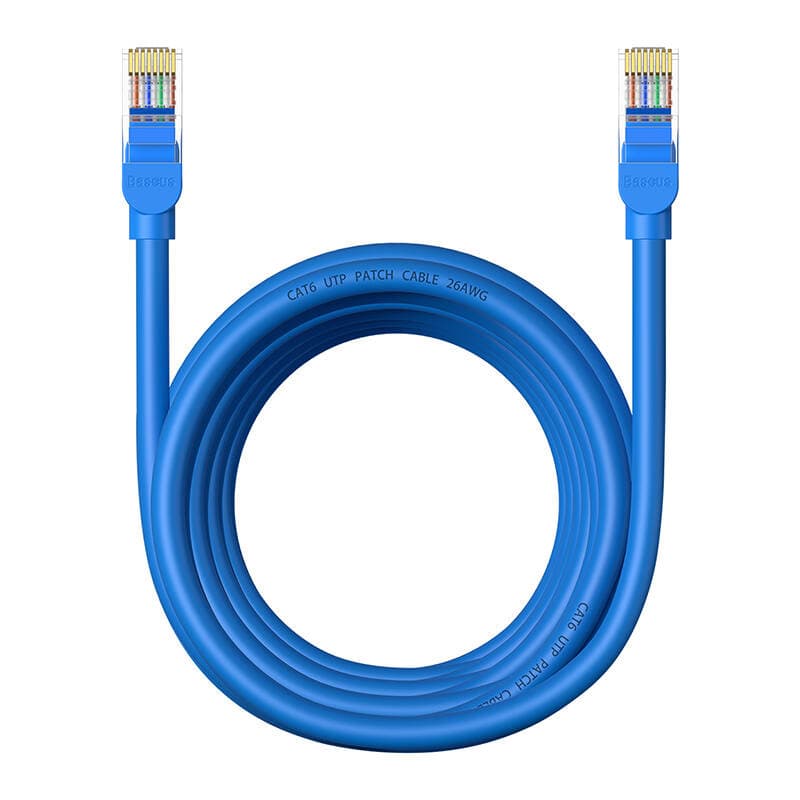 PATCH CORD UTP Baseus Cat6, fire din cupru, round cable, viteza maxima 1 Gbps, PVC, 5m, albastru "B00133204311-04" - 6932172637118