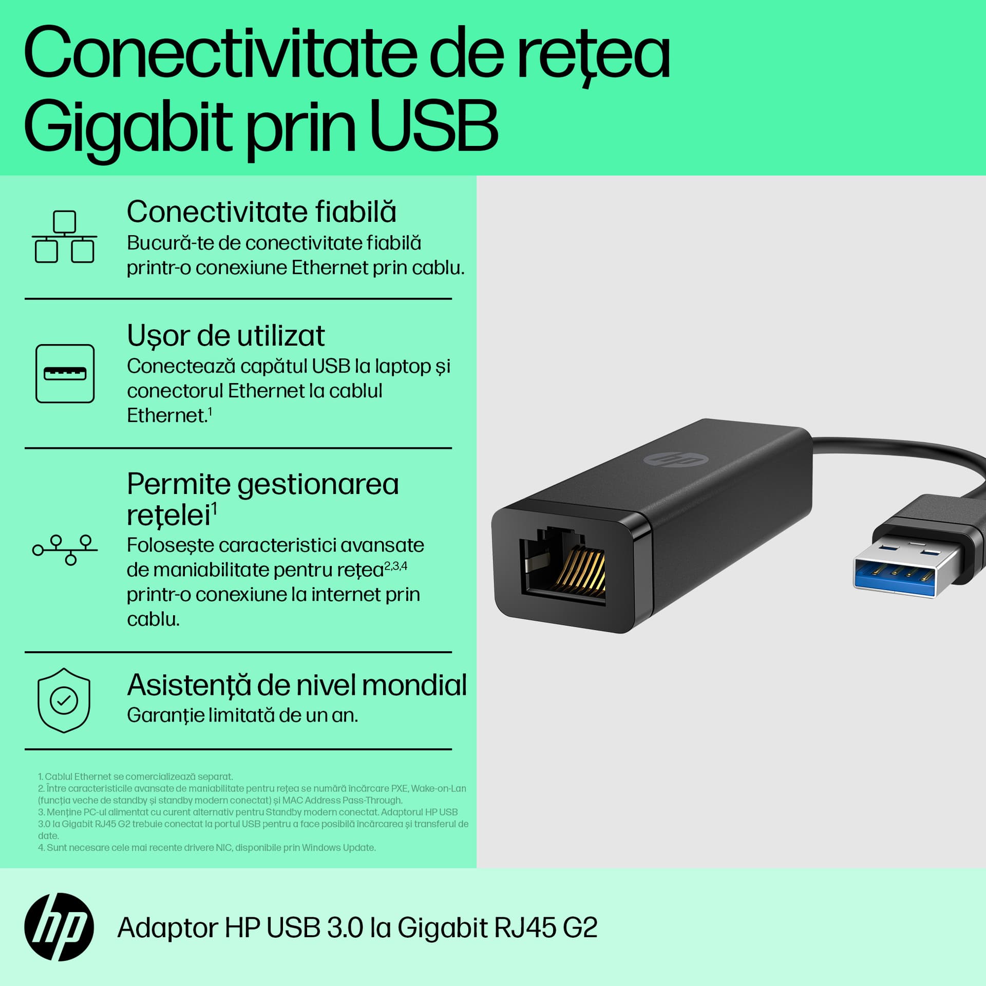 HP USB 3.0 to Gig RJ45 Adapter G2 "4Z7Z7AA" — miniatură