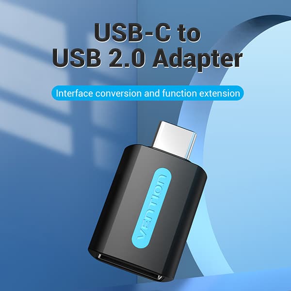 Adaptor USB OTG Vention, USB Type-C (T) la USB 2.0 (M), rata transfer 480 Mbps, invelis PVC, negru, "CDTB0" - 6922794755253 — miniatură