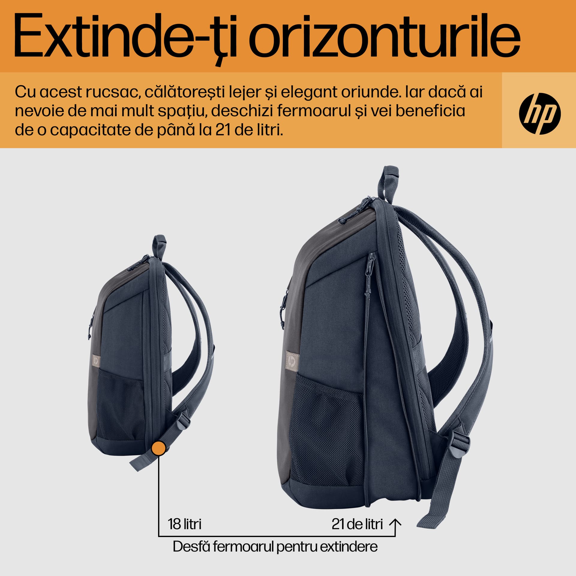 HP Travel 18 Liter 15.6inch Iron Grey Laptop Backpack "6H2D9AA" — miniatură