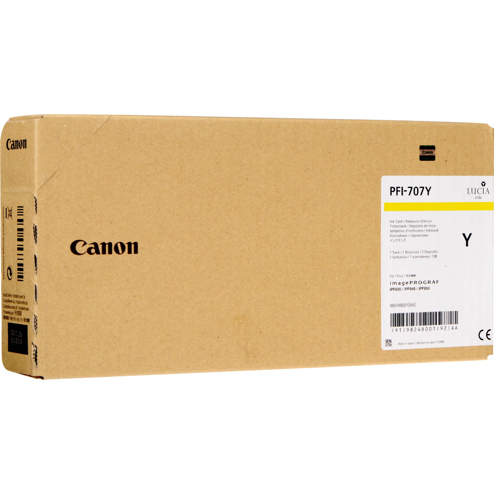 Cartus Cerneala Original Canon Yellow, PFI-707Y, pentru IPF 810|IPF 815|IPF 820|IPF 825, 700ml,NOPP, "9824B001AA"