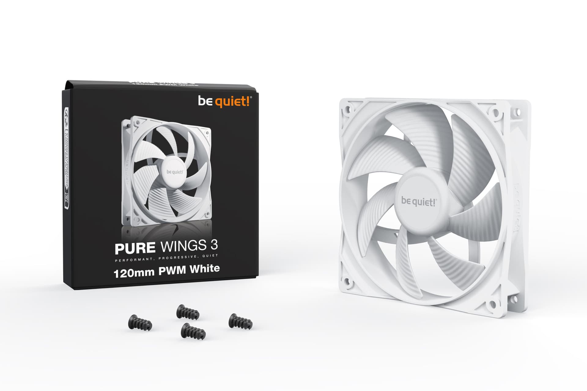 Ventilator be quiet! "PURE WINGS 3"120mm 1600 rpm, Rifle bearing, 4-pin PWM, alb, "BL110" — miniatură