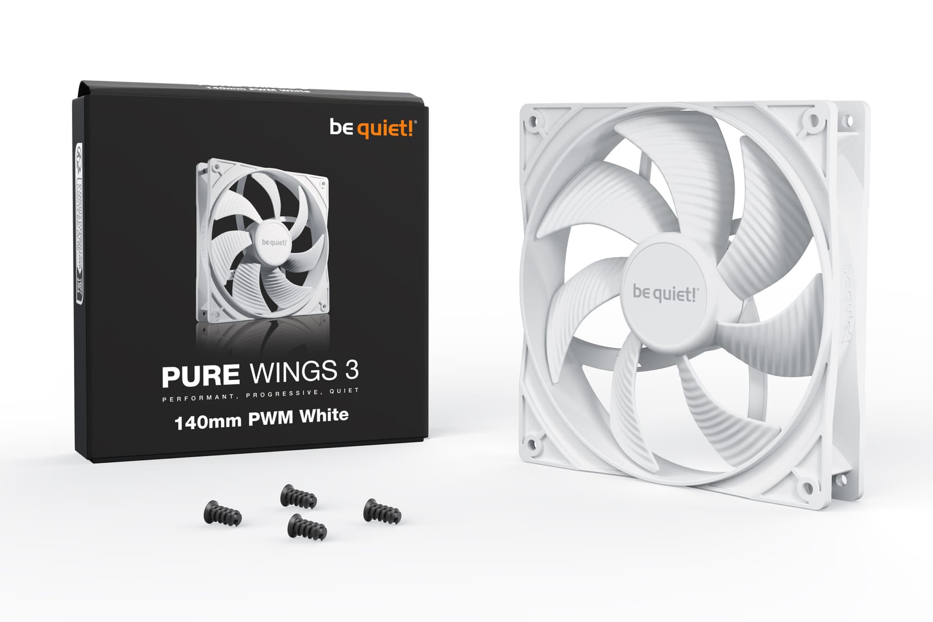 Ventilator be quiet! "PURE WINGS 3"140 mm 1200 rpm, Rifle bearing, 4-pin PWM, alb, "BL112" — miniatură