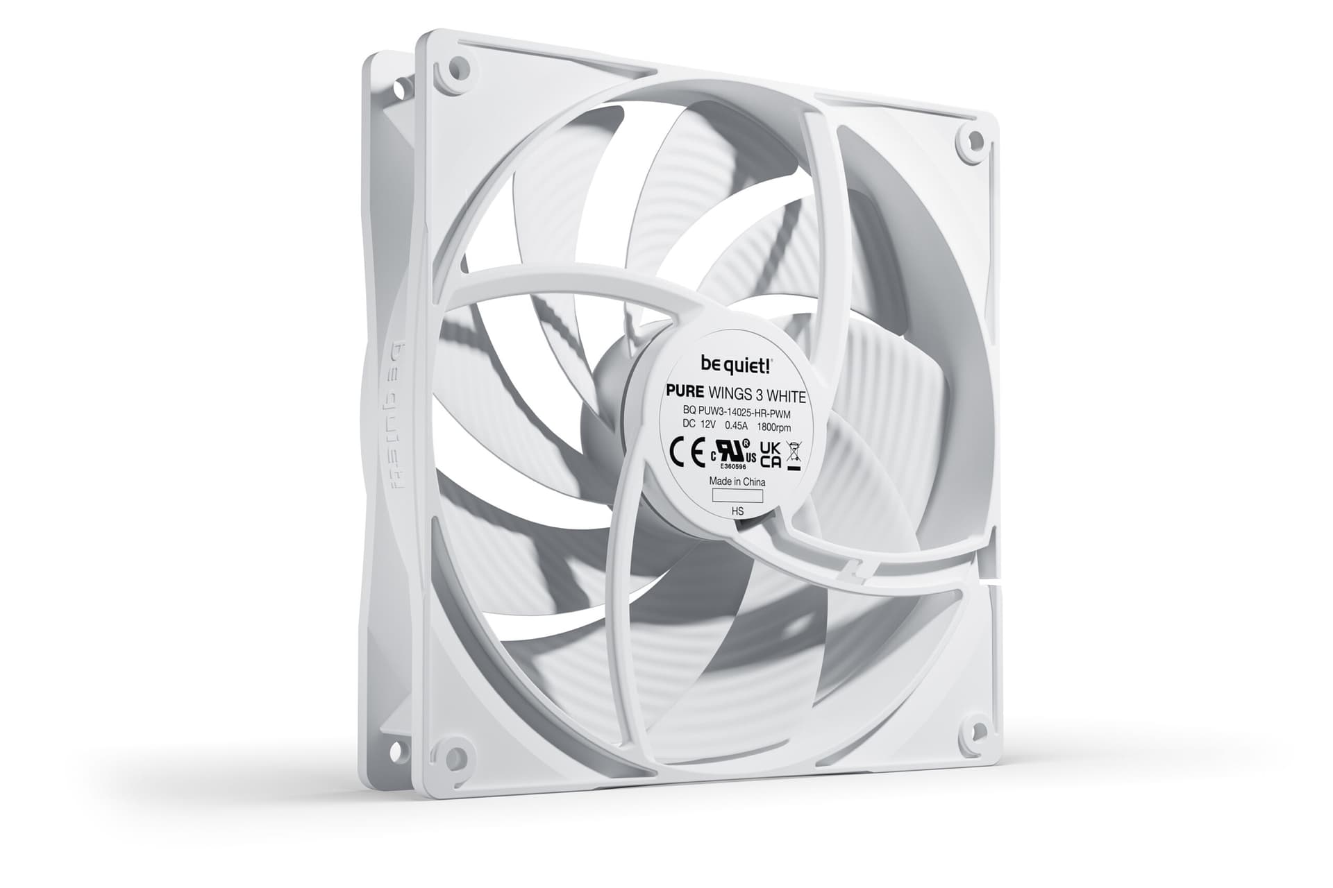 Ventilator be quiet! "PURE WINGS 3 PWM"140 mm 1800 rpm, Rifle bearing, 4-pin PWM, alb, "BL113" — miniatură