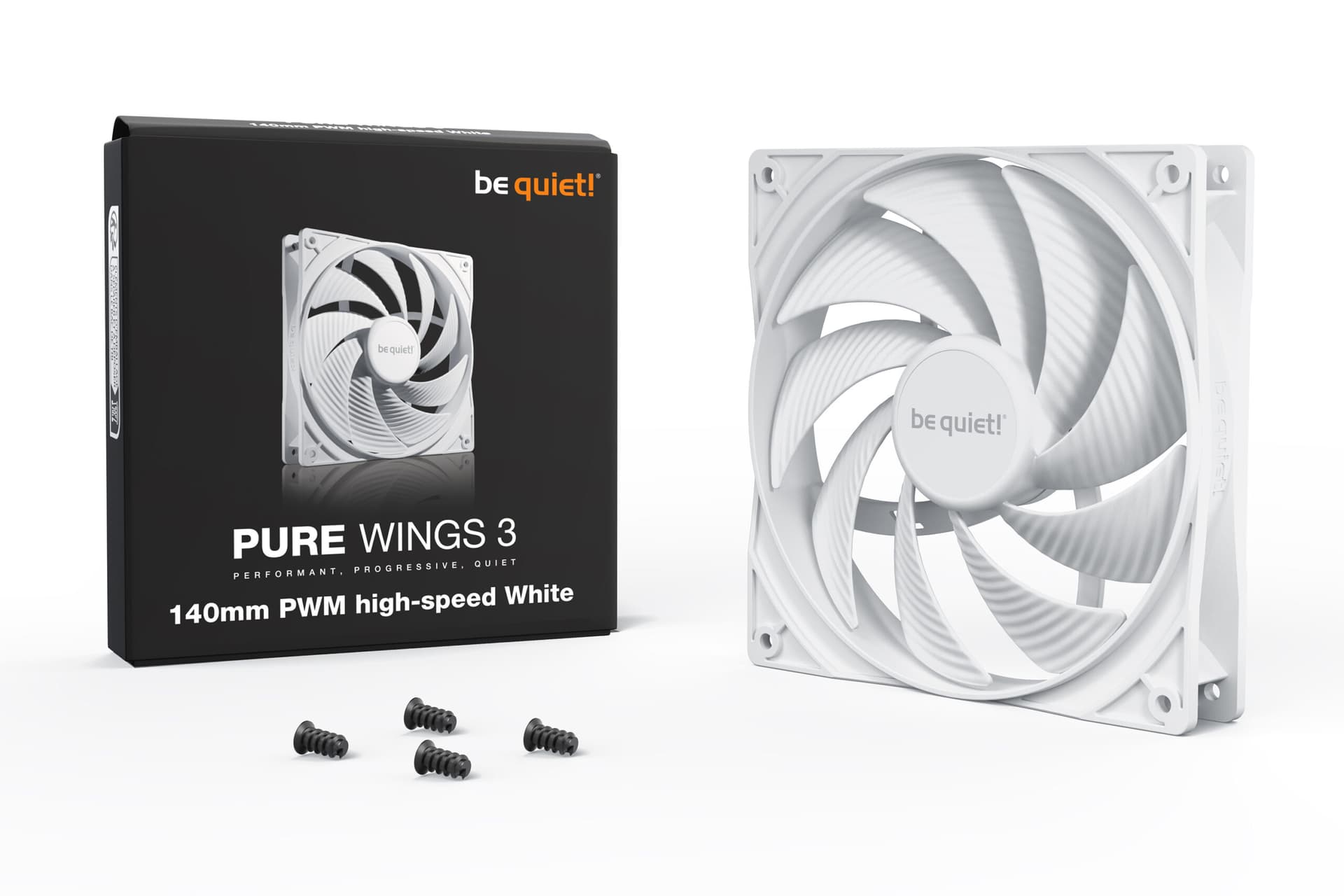 Ventilator be quiet! "PURE WINGS 3 PWM"140 mm 1800 rpm, Rifle bearing, 4-pin PWM, alb, "BL113" — miniatură