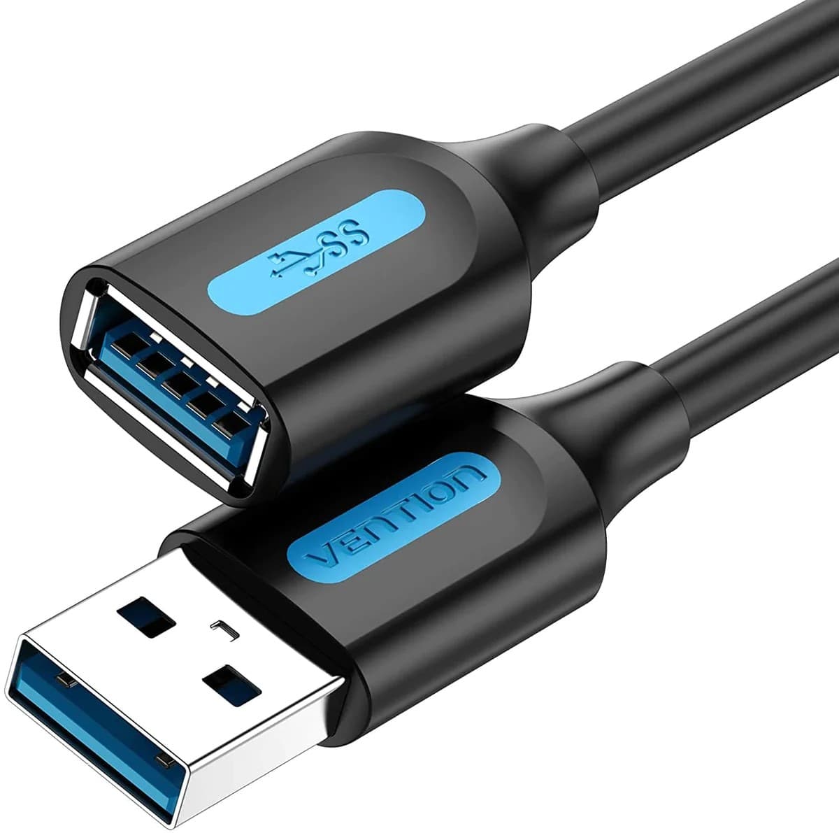 Cablu USB prelungitor Vention, USB 3.2 gen 1 (T) la USB 3.2 gen 1 (M), 1m rata transfer 5 Gbps, invelis PVC, negru, "CBHBF" - 6922794748866