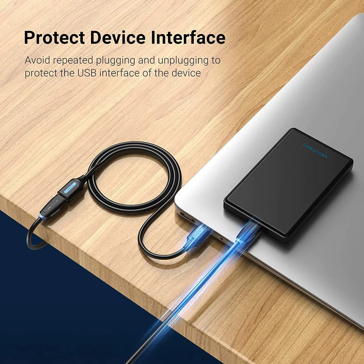 Cablu USB prelungitor Vention, USB 3.2 gen 1 (T) la USB 3.2 gen 1 (M), 1m rata transfer 5 Gbps, invelis PVC, negru, "CBHBF" - 6922794748866 — miniatură