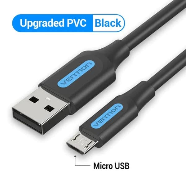Cablu alimentare si date Vention, USB 2.0 (T) la micro USB (T), 0.25m rata transfer 480 Mbps, invelis PVC, negru, "COLBC" - 6922794748682 — miniatură