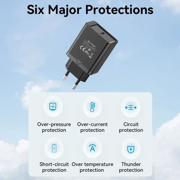 ALIMENTATOR SmartPhone la 220V Vention 1-port USB-C Wall Charger(30W) EU-Plug Black, "FAIB0-EU" — miniatură