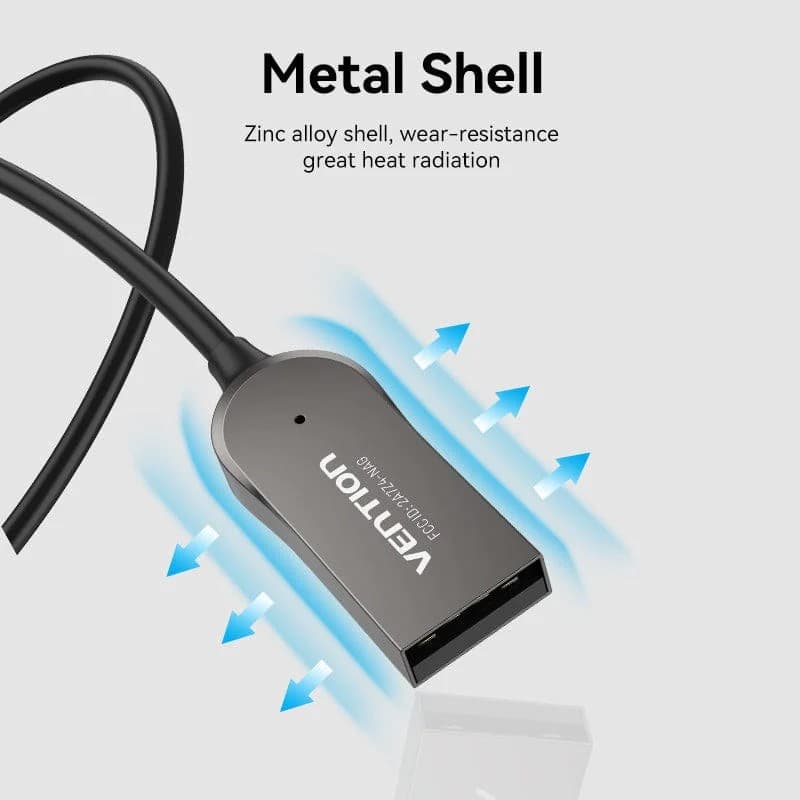 ACCESORII AUTO Vention USB Car Bluetooth5.0 Audio Receiver With Coiled Cable 1.5M Gray Zinc Alloy Type, "NAGHG" — miniatură