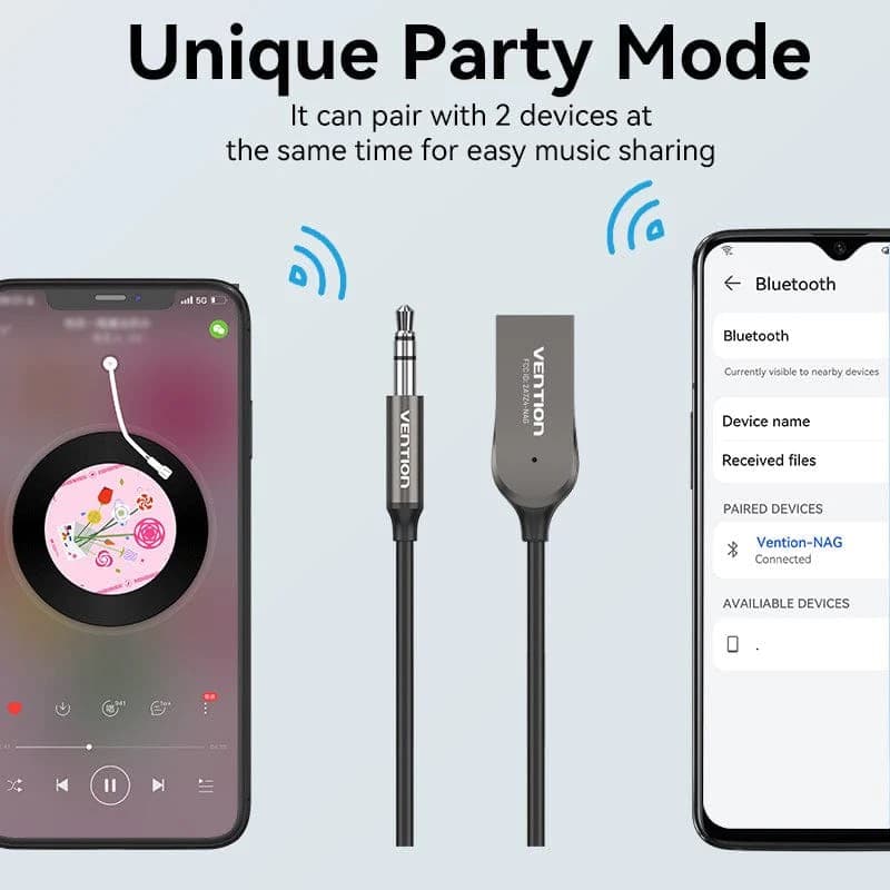 ACCESORII AUTO Vention USB Car Bluetooth5.0 Audio Receiver With Coiled Cable 1.5M Gray Zinc Alloy Type, "NAGHG" — miniatură