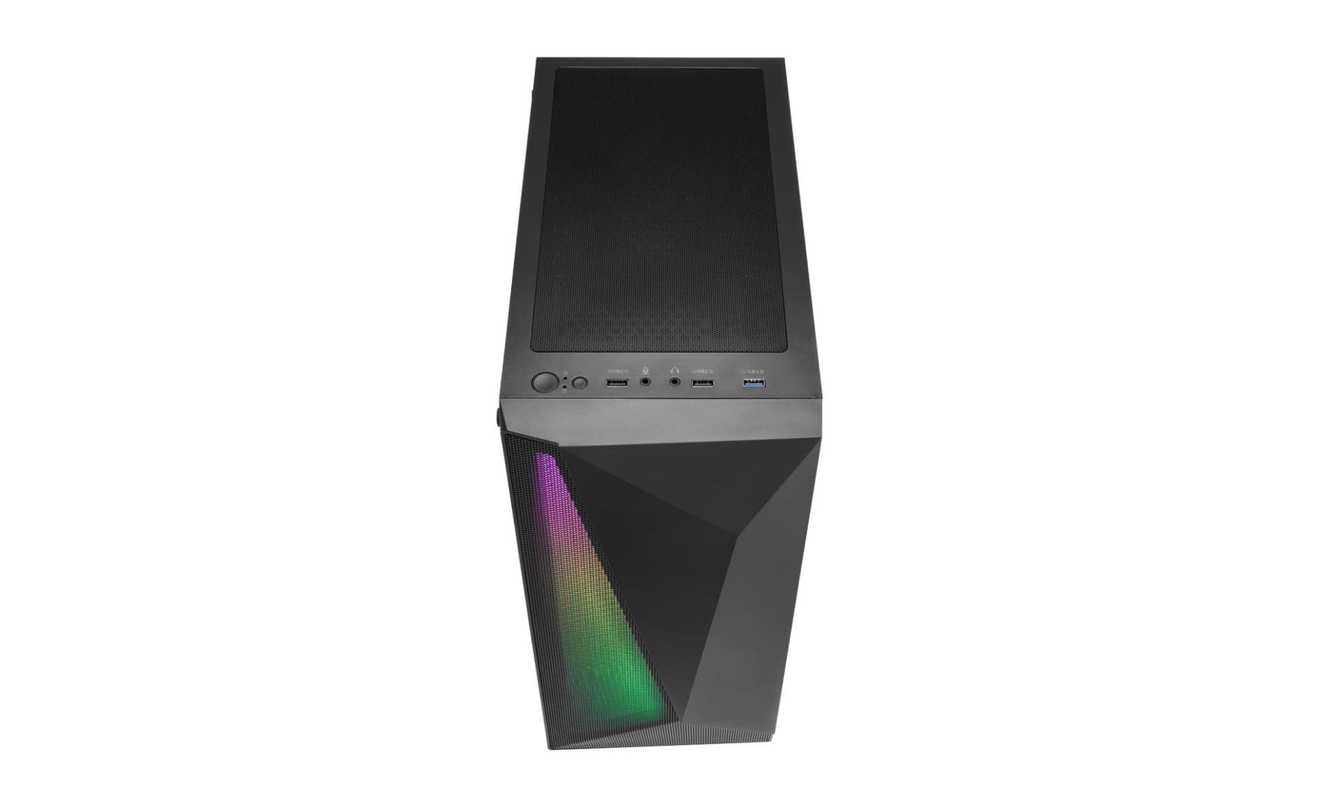 CARCASA FORTRON Middle Tower, ATX, "CMT195A", fara sursa, USB 3.0 x 2, USB 2.0 x 1, RGB light bar, 120mm x 4 fan, HD-audio, negru, "POC0000213" — miniatură